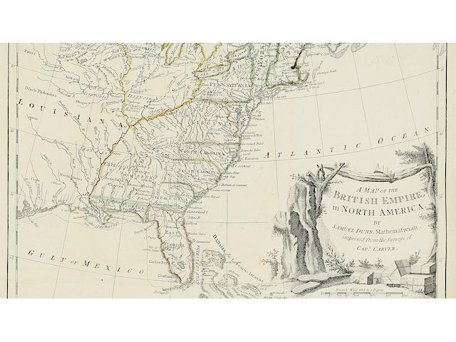 JEFFERYS, THOMAS. 1719-1771. The American Atlas: or, a geographical description of the whole continent of America: wherein are delineated at large its several regions, countries, states, and islands; and chiefly the British Colonies. London: Printed and sold by R. Sayer and J. Bennett, 1776.