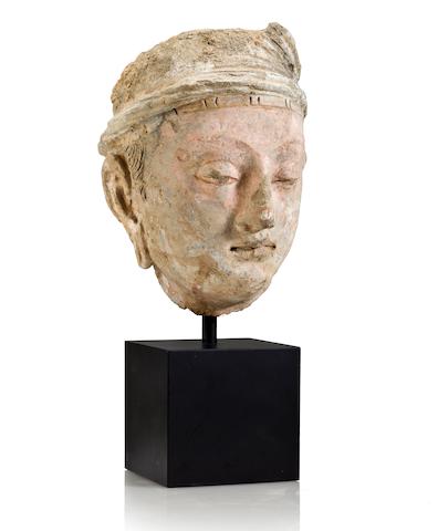 A polychrome clay head of a Bodhisattva Gandhara, 4th/5th Century