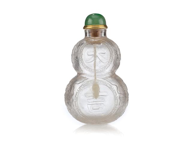A double gourd form carved rock crystal snuff bottle Imperial, Beijing Palace workshops, 1720-1800