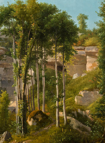 Achille Etna Michallon (Italian, 1796-1822) In the woods 14 1/2 x 10 7/8in (37 x 27.5cm)