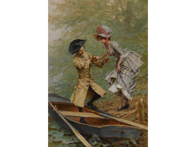 Frederik Hendrik Kaemmerer (Dutch, 1839-1902) The boating party 31 1/2 x 22in (80 x 56cm)