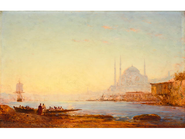 F&#233;lix Fran&#231;ois Georges Philibert Ziem (French, 1821-1911) Constantinople, le Bosphore 15 x 23in (38 x 58.5cm)