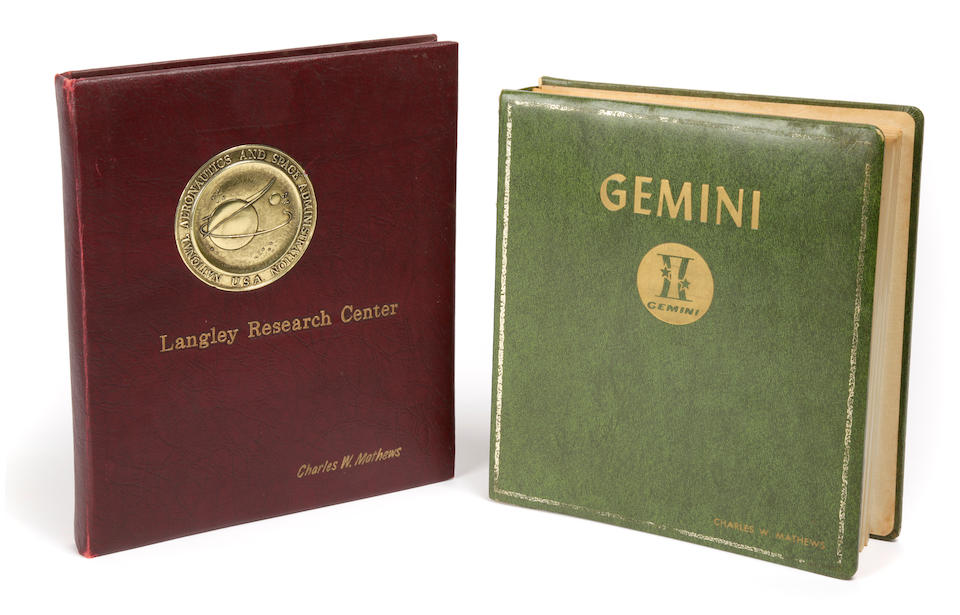 CHUCK MATHEWS' RETIREMENT ALBUMS. Pair of albums presented to Gemini program manager Charles W. Mathews,