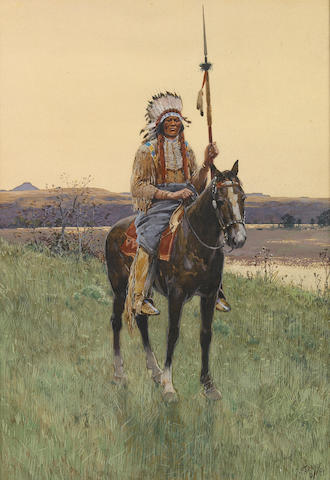 Henry F. Farny (American, 1847-1916) Southern Plains Indian warrior, 1894 16 x 11in