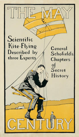 19TH CENTURY AMERICAN AVIATION POSTER. WRIGHT, CHARLES HUBBARD, artist. The May Century. Scientific Kite-Flying Described by three Experts. General Schofield's Chapters of Secret History. [New York?: 1897.]