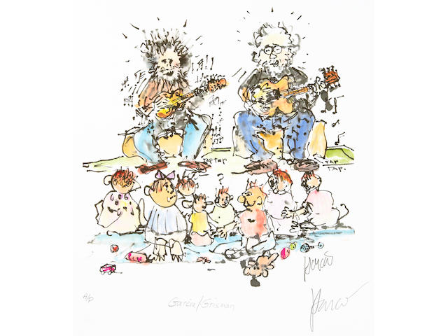 A Jerry Garcia lithograph, "Grisman and Garcia," gifted to his brother and sister-in-law, Clifford "Tiff" Garcia and Gayle Garcia