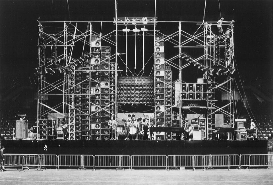 Two Jerry Garcia monitor speaker cabinets from the line array of Grateful Dead sound reinforcement system known as the "Wall of Sound," 1972-74