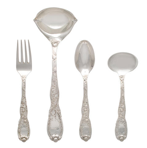 Four American sterling silver serving utensils  Manufactured and retailed by Tiffany & Co., New York, circa 1880 and later