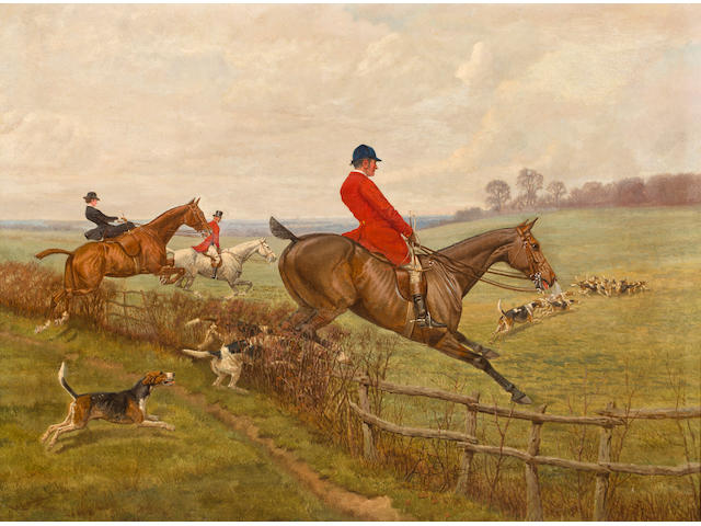 Edward Algernon Stuart Douglas (British, 1850-died circa 1920) Fox Hunt 18 x 24in (45.6 x 60.9cm)