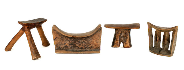 Miscellaneous Group of Four Headrests, South Africa
