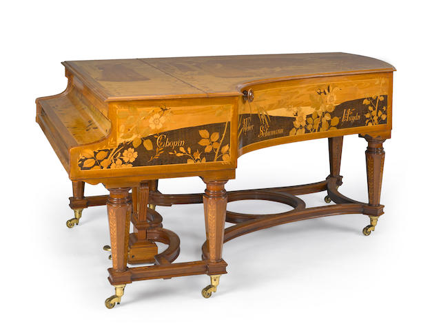 A Pleyel marquetry inlaid grand piano late 19th century