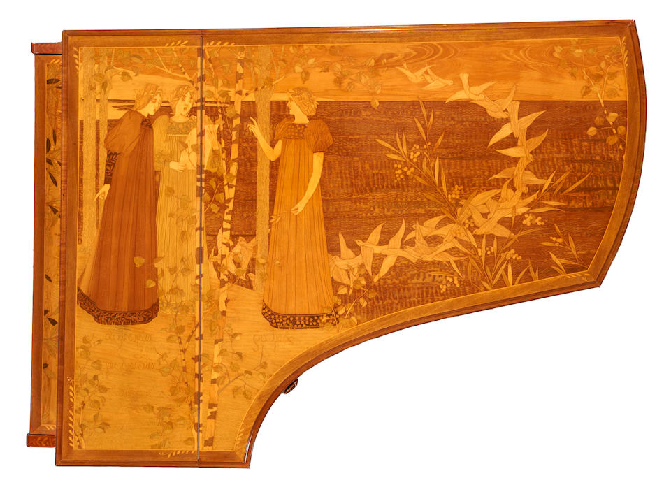 A Pleyel marquetry inlaid grand piano late 19th century