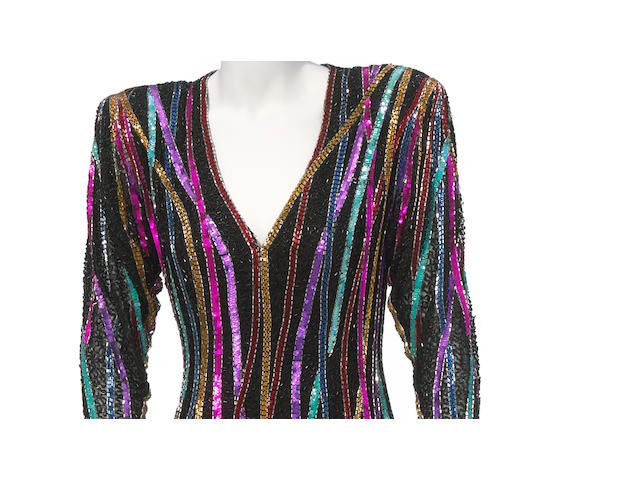 A Bob Mackie long multicolored beaded gown