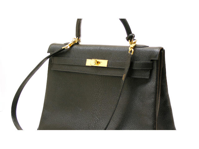 A Herm&#232;s black leather 35cm Kelly bag H date code for 2008
