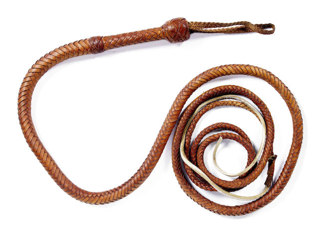 An Indiana Jones trademark bullwhip from Raiders of the Lost Ark