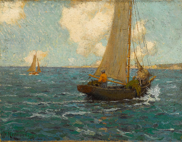Granville Redmond  (1871-1935) Sailboats on calm seas, 1906 15 x 19 1/2in unframed