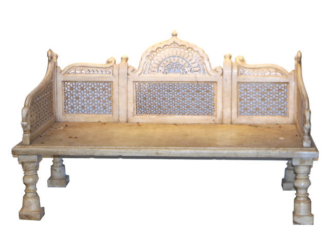 An Indian carved marble day bed