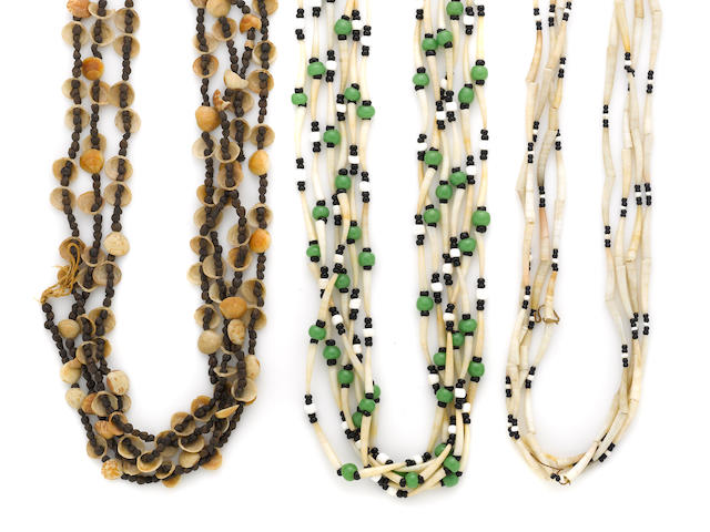 Three California shell and bead necklaces