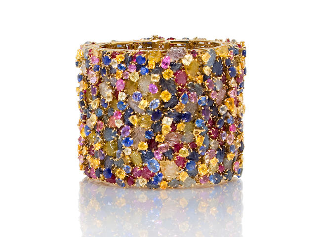 A multi-colored sapphire bracelet, Tony Duquette