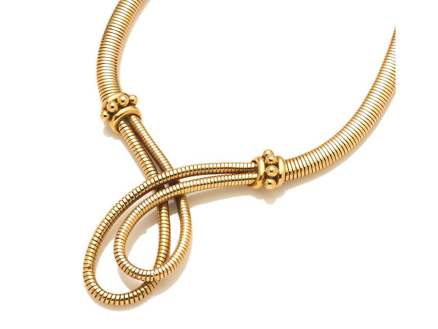 An eighteen karat gold tubogas necklace, Cartier, French,