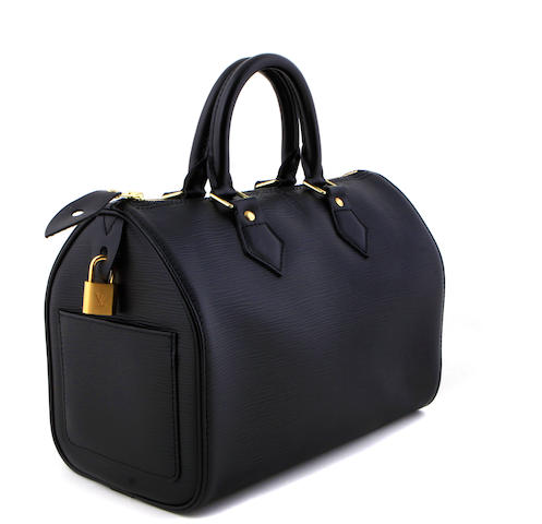 Bonhams : A Louis Vuitton black Epi Speedy handbag