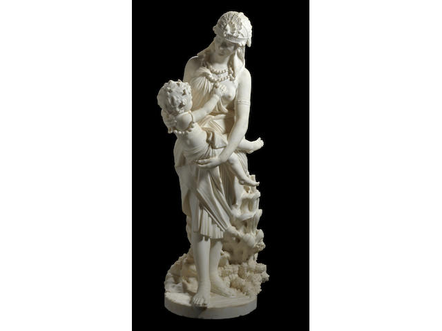 A fine Italian marble group probably depicting the Pharaoh's daughter and the infant Moses<BR />Pietro Bazzanti (Italian, 1825-1895)<BR />late 19th century