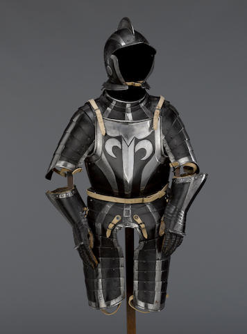 A Black And White Three-Quarter Armor