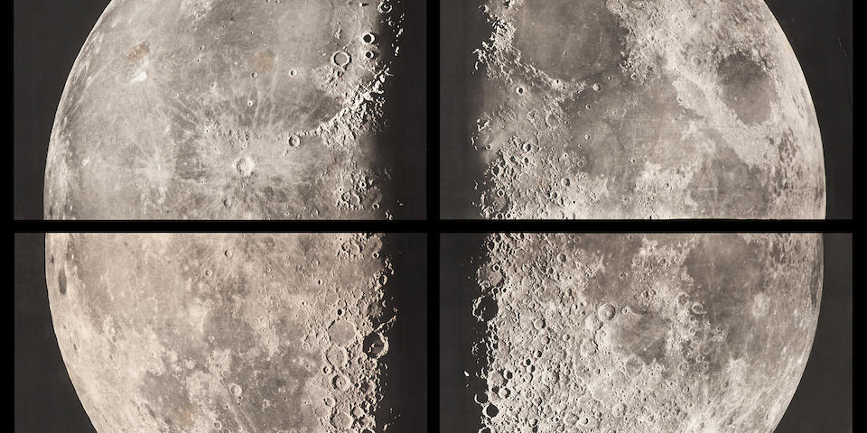 PUISEUX, PIERRE HENRI, AND MAURICE LOEWY. 4 large-format quadrants of the Moon, from the Paris Observatory, 1899,