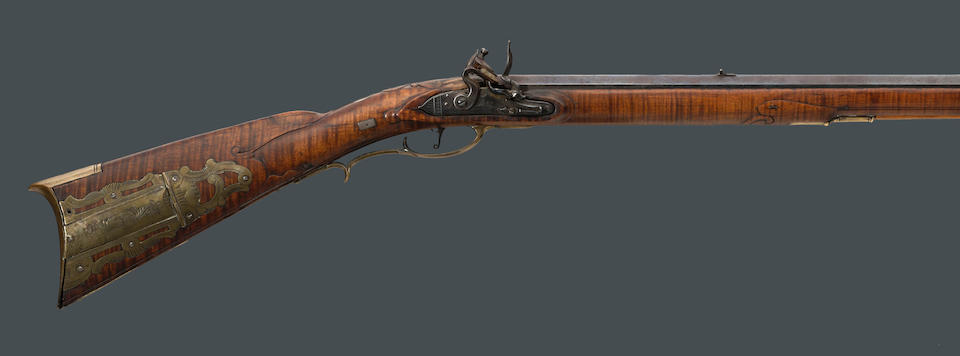 An important full-stock Pennsylvania flintlock rifle by Frederick Sell