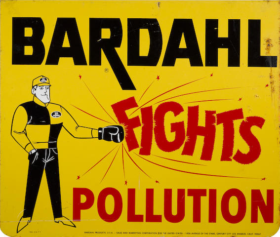 A Bardahl "Fights Polution" sign, c. 1970s,