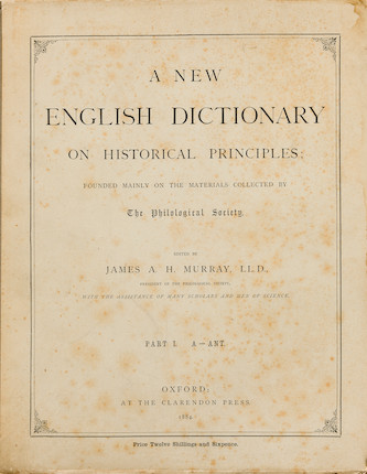 OXFORD ENGLISH DICTIONARY. MURRAY, JAMES A.H. 1837-1915, et al. A New English Dictionary on Historical Principles. Oxford Clarendon Press, 1884-1933. image 1