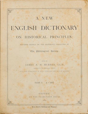 OXFORD ENGLISH DICTIONARY. MURRAY, JAMES A.H. 1837-1915, et al. A New English Dictionary on Historical Principles. Oxford: Clarendon Press, 1884-1933.<BR />