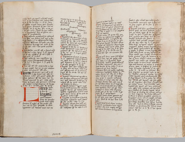 REPETORIUM JURIS. Latin manuscript on paper, [Repertorium juris], incipit "A Ista diction denotat separationem ut notatur...." [Southern Low Countries, 1450s/1460s.]