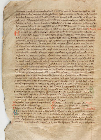 BARTHOLOMAEUS ANGLICUS. c.1203-1272. Anglo-Norman manuscript on vellum, "Le livre des region et des provins
