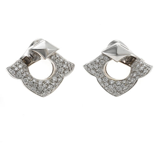 A pair of diamond earrings, Bulgari