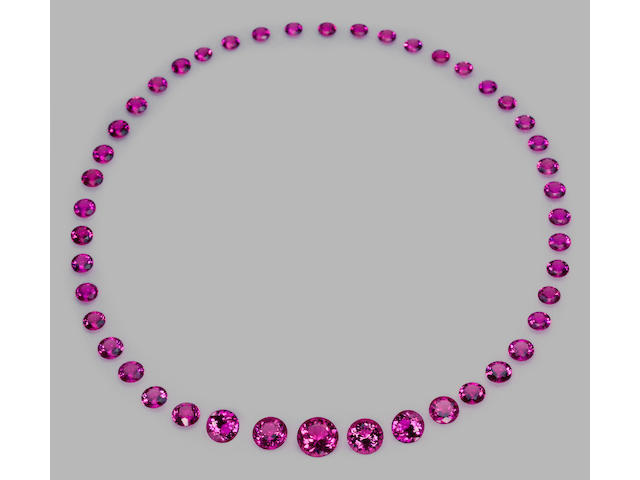 Extraordinary Gem-Quality Hot Pink Tourmaline Necklace Suite