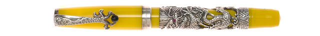 MONTEGRAPPA: 2000 Yellow Millennium Dragon Sterling Silver Limited Edition 366 Fountain Pen