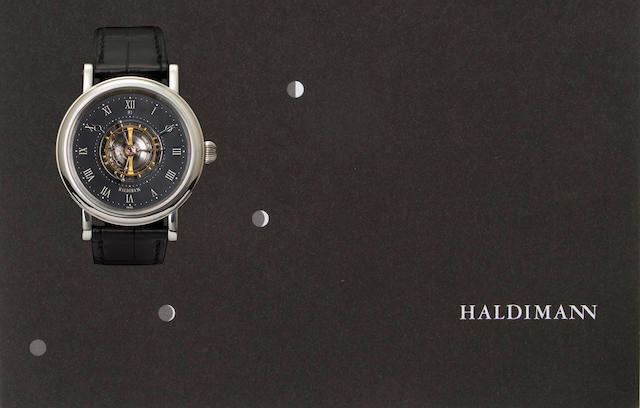 Beat Haldimann. An extremely fine platinum precision wristwatch with central flying tourbillonH1, No. 19, completed 2005