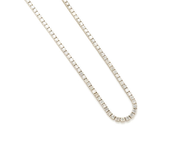 A diamond and 18k white gold riviere necklace