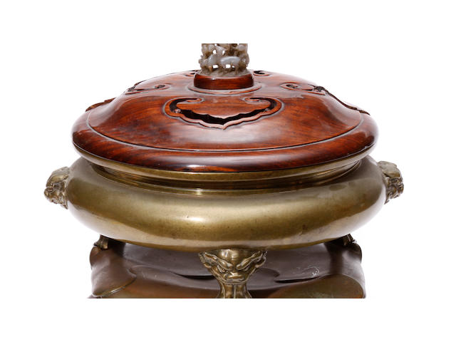 A cast bronze incense burner 18th/19th century
