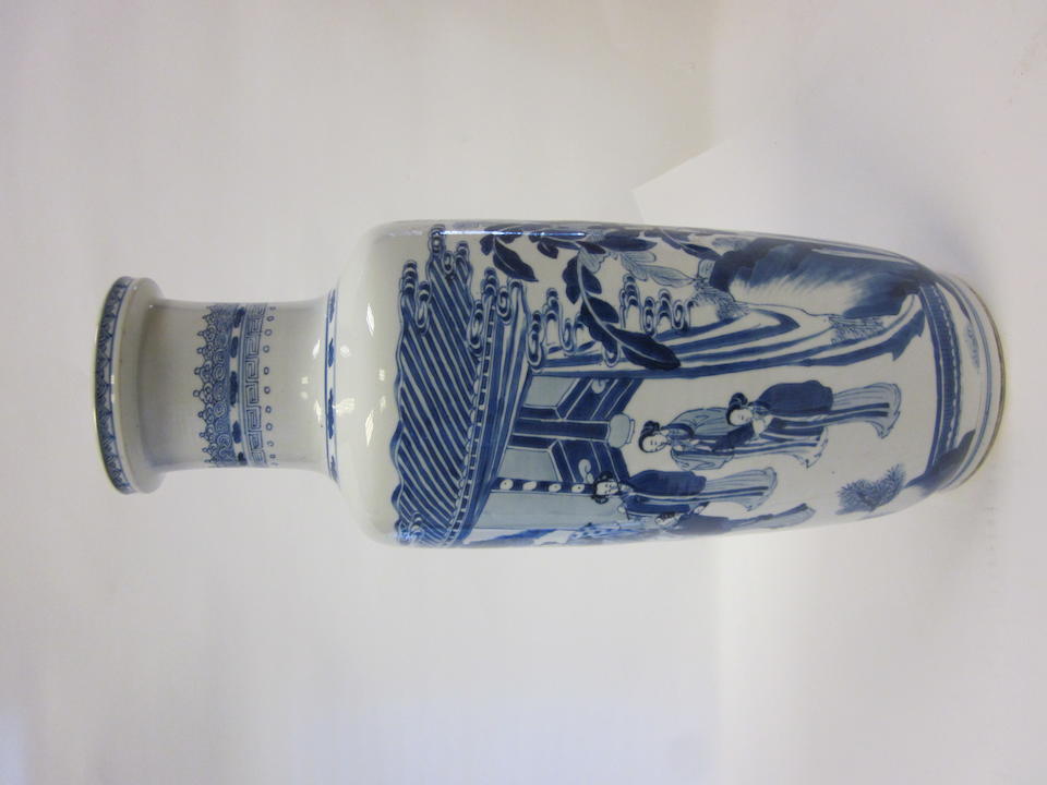 A blue and white porcelain rouleau vase Kangxi Period