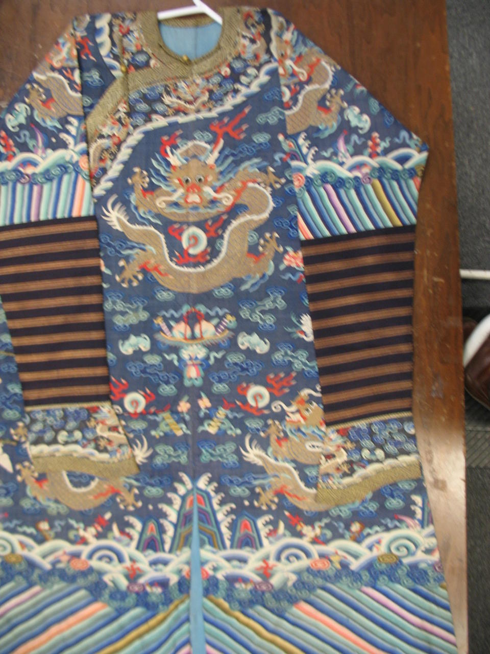 Bonhams : A blue ground kesi-woven silk dragon robe Late Qing dynasty