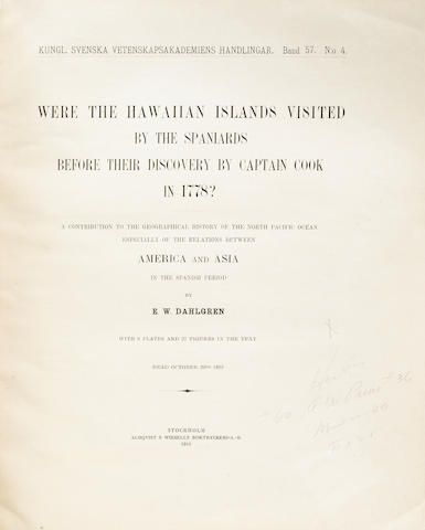 Dahlgren, E.W., "Were the Hawaiian Islands Visited by the Spaniards Before Their Discovery by Captain Cook in 1778", Stockholm, 1916
