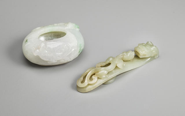 A jade belt hook and water coupe