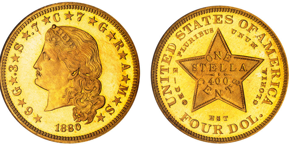 1880 $4 Stella Flowing Hair PF-67&#226;605 NGC