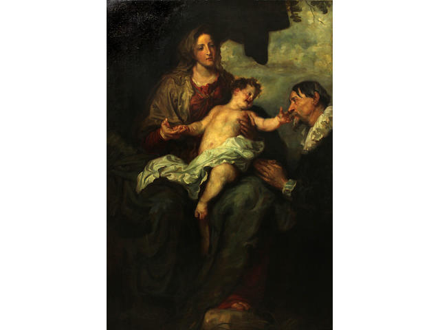 After Sir Anthony van Dyck Madonna and Child with donors 64 1/4 x 45 1/4in