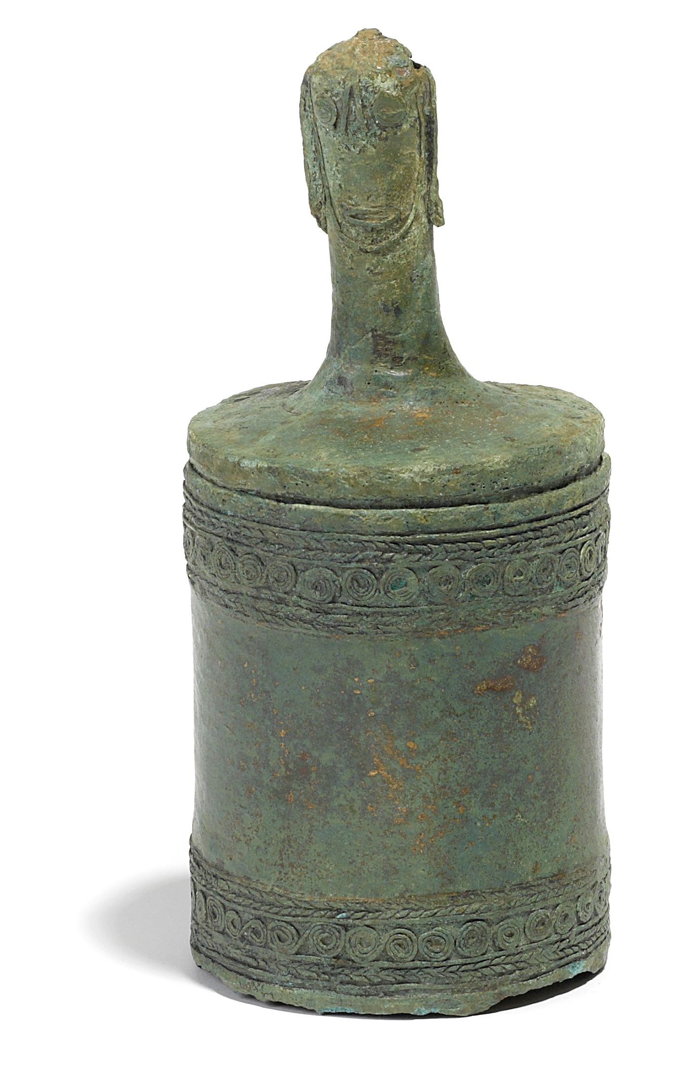 A copper alloy lime container Indonesia, Eastern Java, 100 BCE - 300 CE