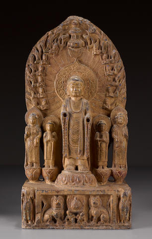 A carved stone Buddhist stele Early 20th century