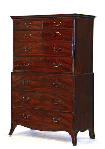 A late George III mahogany chest on chest