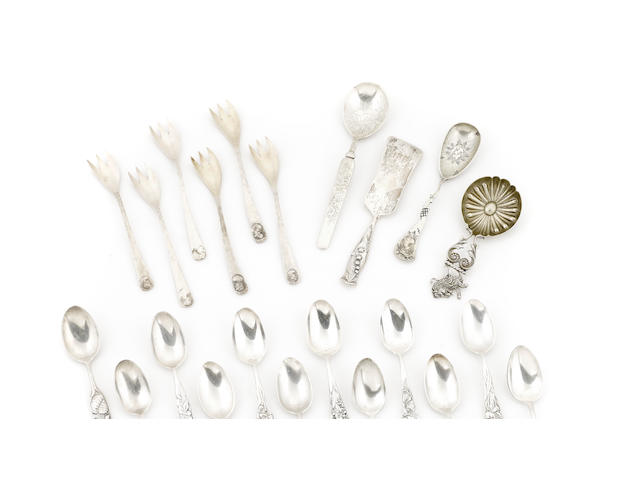 An assembled group of American sterling silver flatware by George W. Shiebler & Co., New York, NY, late 19th century